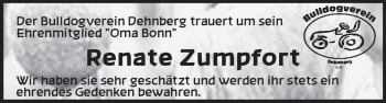 Traueranzeige von Renate Zumpfort von Pegnitz-Zeitung